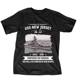 เสื้อยืด พิมพ์ลายกราฟิกกองทัพเรือ Veteran Prouduss New Jersey Bb 62 สําหรับผู้ชาย