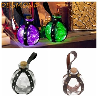 Desmond ขวดแก้ว หนังเทียม ทรงกลม สไตล์เรโทร สําหรับใส่ยามว่าง