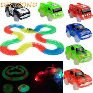 Desmond ของเล่นรถแทร็กอิเล็กทรอนิกส์ มีไฟกระพริบ LED 4.4-5.4 ซม. ของขวัญวันเกิด DIY