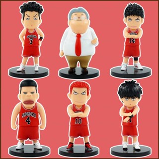 Cool ใหม่ โมเดลฟิกเกอร์ SLAM DUNK Q Version Sakuragi Kaede Ryota Hisashi ของเล่นสําหรับเด็ก เก็บสะสม 6 ชิ้น