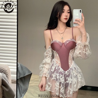 (WAYNA Angel) ชุดว่ายน้ําวันพีช ปักลายลูกไม้ สไตล์แฟรี่ แฟชั่นฤดูใบไม้ผลิ