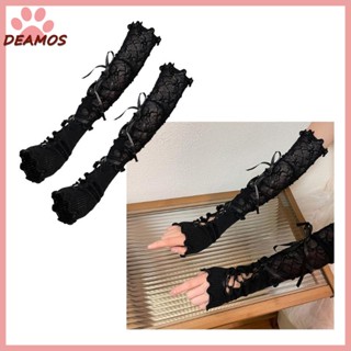 De ถุงมือลูกไม้ ลายดอกไม้ สไตล์วินเทจ สําหรับคอสเพลย์ พร็อพถ่ายภาพ