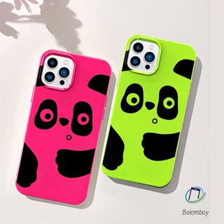 คู่เคสโทรศัพท์ สำหรับไอโฟน 11 12 13 14 15 Pro Max 7 8 Plus XR X XS MAX SE หมีแพนด้า แดงเขียวอ่อนนุ่มทีพียูสีเยลลี่เปลือก