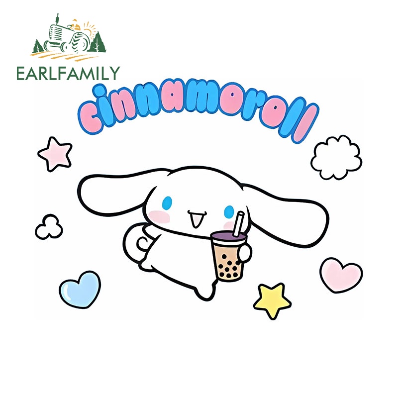 SANRIO EARLFAMILY 13 ซม.Sanrio สติกเกอร์ Kuromi Cinnamoroll Kawaii สติกเกอร์ DIY ตกแต่งโน้ตบุ๊คสําหรับรถจักรยานยนต์ Racing กระเป๋าเดินทางแล็ปท็อป