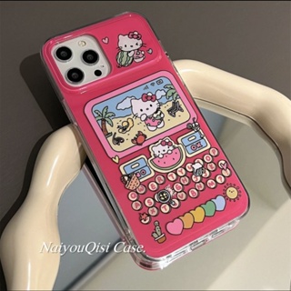 เคสโทรศัพท์มือถือ กันกระแทก ลายการ์ตูนคิตตี้ สีแดงกุหลาบ สําหรับ Apple Iphone 14promax 13 11 14pro 13pro 14