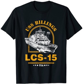 ใหม่ เสื้อยืดลําลอง แขนสั้น พิมพ์ลายกองทัพเรือ Freedomclass Uss Billings Lcs15 Littoral Combat Ship สําหรับผู้ชาย
