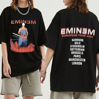 ใหม่ เสื้อยืดลําลอง แขนสั้น พิมพ์ลาย Eminem Tour 90S Rap สไตล์สตรีท สําหรับผู้ชาย