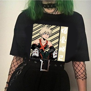 เสื้อยืด พิมพ์ลายอนิเมะ My Hero Academia Bakugou Katsuki สไตล์ญี่ปุ่น สตรีท สําหรับผู้ชาย คู่รัก