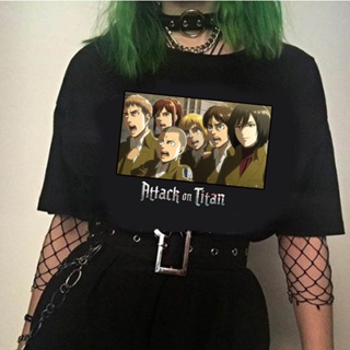 เสื้อยืด พิมพ์ลายอนิเมะ Attack On Titan สไตล์ฮาราจูกุ สตรีท