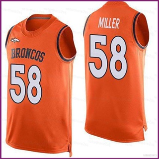 เสื้อกีฬาแขนกุด ลาย NP2 NFL Denver Broncos Miller Jersey พลัสไซซ์ สําหรับผู้ชาย และผู้หญิง PN2