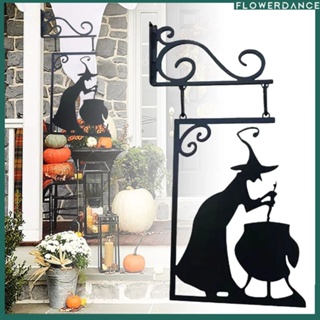 แขวนโลหะ Vintage แม่มดรูปเหล็กหล่อ Garden Corner Sign แม่มดลึกลับรูปปั้น Spooky กรอบประตูตกแต่งฮาโลวีนดอกไม้