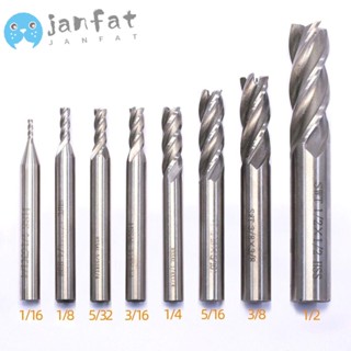 Janfat เครื่องมือตัดมิลลิ่ง ปลายตรง เหล็ก สีเทา หลายขนาด 8 ชิ้น|เครื่องมือเหล็ก