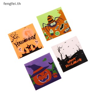 Fengfei ถุงพลาสติกใส่ขนมคุกกี้ บิสกิต ขนมขบเคี้ยว ลาย Happy Halloween 100 ชิ้น TH