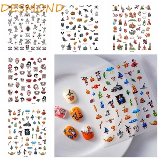 Desmond สติกเกอร์ติดเล็บ ลายการ์ตูนฮาโลวีน ฟักทอง กะโหลกผี DIY สําหรับตกแต่งเล็บ เด็กผู้หญิง และผู้หญิง