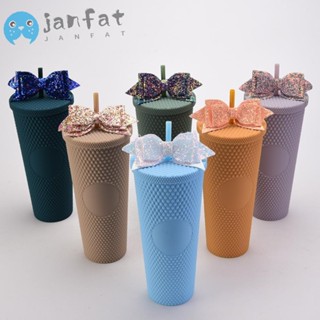 Janfat แก้วน้ําพลาสติก พร้อมหลอดดูด แบบพกพา ปรับได้ หลากสี คุณภาพสูง DIY