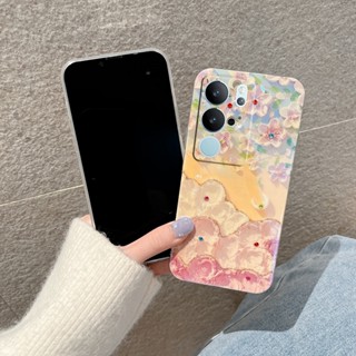 ใหม่ พร้อมส่ง เคสโทรศัพท์มือถือ TPU นิ่ม ปิดด้านหลัง ลายดอกไม้น่ารัก สีม่วง สีชมพู สําหรับ VIVO V29 5G X90 Pro V295G