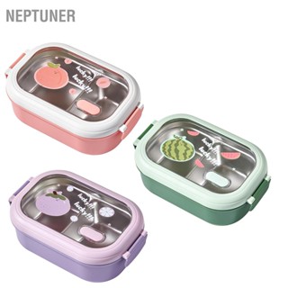  NEPTUNER กล่องอาหารกลางวันเบนโตะแบบพกพาปลอดภัยรั่วซึมแบ่งกล่องอาหารกลางวันความร้อนสแตนเลสสำหรับนักเรียนโรงเรียนสำนักงาน