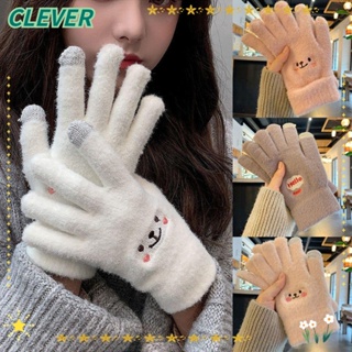 Clever ถุงมือถัก แบบหนา หน้าจอสัมผัส น่ารัก สําหรับผู้หญิง