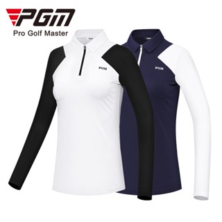 Pgm GOLF เสื้อโปโลแขนยาว ผ้านิ่ม ใส่สบาย กระชับสัดส่วน แฟชั่นสําหรับผู้หญิง