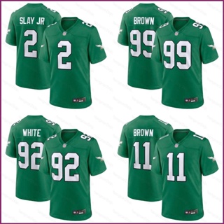 Yp2 NFL เสื้อยืดลําลอง แขนสั้น พิมพ์ลาย Philadelphia Eagles Game Jersey Slay JR สีน้ําตาล สีขาว พลัสไซซ์ PY2