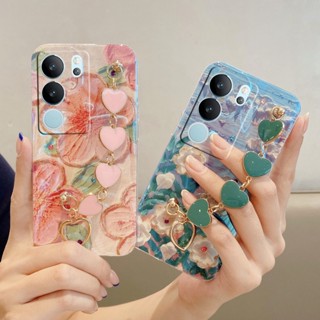 ใหม่ พร้อมส่ง เคสโทรศัพท์มือถือนิ่ม ลายดอกไม้น่ารัก พร้อมสายคล้องมือ สําหรับ VIVO V29 5G X90 Pro 2023