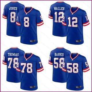 Yp2 NFL เสื้อยืดลําลอง แขนสั้น พิมพ์ลาย New York Giants Game Jersey Jones Banks Waller Thomas Classic พลัสไซซ์ PY2