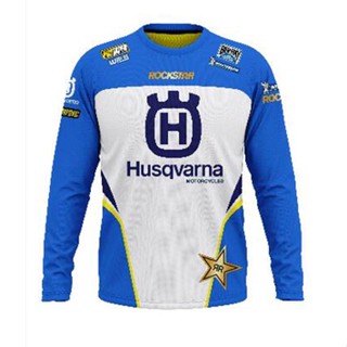 เสื้อยืดคอกลม แขนสั้น ผ้าเจอร์ซีย์ ไมโครไฟเบอร์ พิมพ์ลายวิบาก Husqvarna