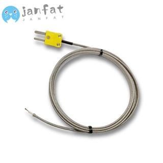 Janfat K Type เทอร์โมคัปเปิล สายเคเบิลยาว 2 เมตร 0-400°C โพรบเซนเซอร์เทอร์โมคัปเปิล โลหะ ทนทาน สําหรับตรวจจับอุณหภูมิ