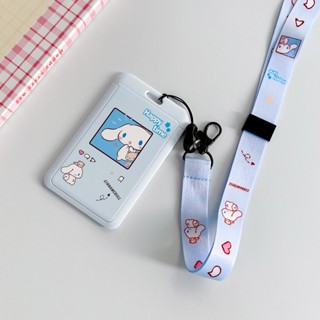 กระเป๋าใส่บัตร ป้องกันรอย พร้อมสายคล้องคอ ลาย Cinnamoroll น่ารัก สําหรับเด็กนักเรียน