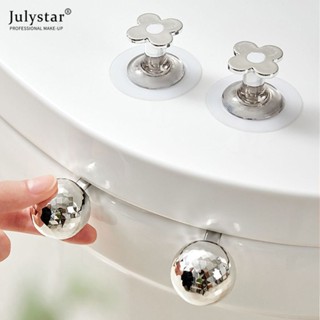 JULYSTAR Electroplated ฝาห้องน้ำ Lifter ประเภทกาวห้องน้ำแหวนค้นพบ Handle ไม่มีมือสกปรกฝาห้องน้ำ Lifter Wall Hook