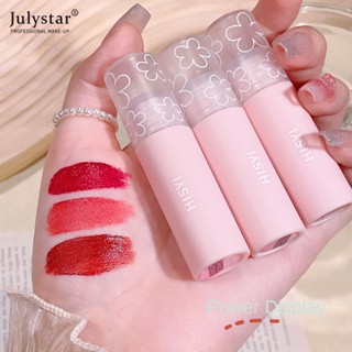 JULYSTAR Hisyi Soft Velvet Lip Glaze Natural Matte Lip Tint Non-stick Cup High Pigment ลิปสติกนักเรียนราคาถูก Lip Gloss