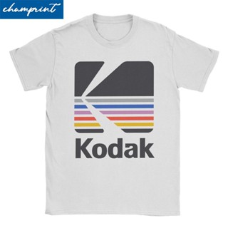 เสื้อยืดแขนสั้น คอกลม พิมพ์ลายโลโก้ Kodak สไตล์วินเทจ สําหรับผู้ชาย