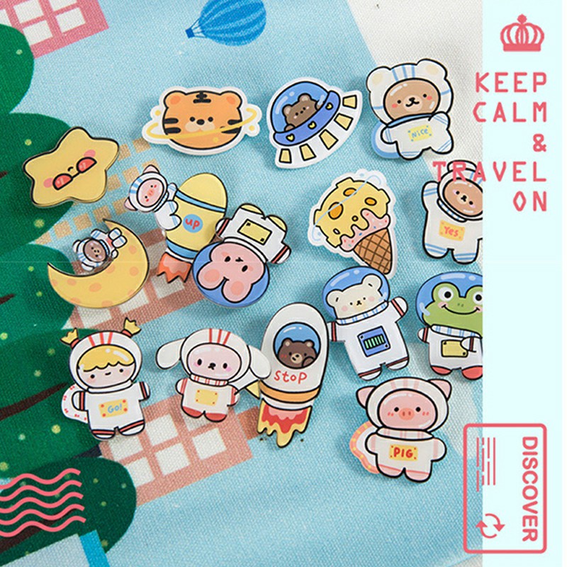 ในไทย💖1บาทเข็มกลัดลายการ์ตูนสัตว์อะคริลิคเลือกลายได้น่ารักและเกาหลีเด็กนักเรียนสำหรับผู้หญิง