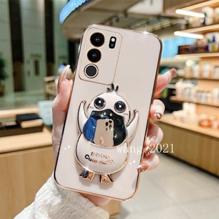 พร้อมส่ง เคสโทรศัพท์มือถือนิ่ม ปิดด้านหลัง ลายการ์ตูนเป็ดน่ารัก พร้อมขาตั้ง สีแคนดี้ สําหรับ VIVO V29 5G VIVO V29e V29 Pro 5G 2023 VIVOV29 5G