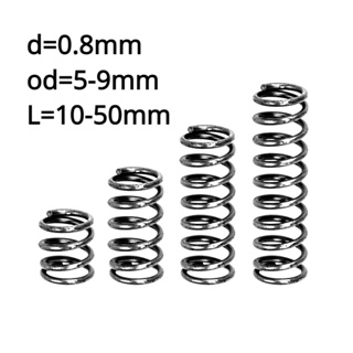 【KZS】Sus304 สายสปริงบีบอัด เส้นผ่าศูนย์กลาง 0.8 มม. ด้านนอก 5-9 มม. ยาว 10-50 มม.