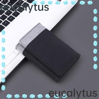 Eucalytus1 กระเป๋าสตางค์ ผ้าแคนวาส ผ้ายีน แบบบางพิเศษ ใบสั้น สีดํา ฟ้า เทา ใส่เหรียญได้หลายช่อง สําหรับผู้ชาย