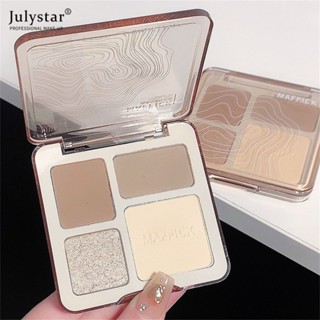 JULYSTAR Maffick ระเบิดสี่สี One-in-one Repairer แผ่นสามมิติ Highlight การปรับเปลี่ยน Contour Brightening Facial Shadow Beauty เครื่องสำอาง