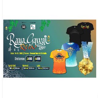 เสื้อยืด RAYA GAWAI RUN Sublimation / Baju Microfiber Jersi / Jersey Sublimation / JomRun