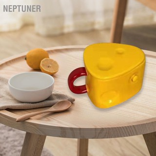 NEPTUNER แก้วเซรามิคน่ารักรูปร่างชีสแฟชั่นมัลติฟังก์ชั่นถ้วยชาพร้อมฝาครอบของขวัญตกแต่งบ้าน