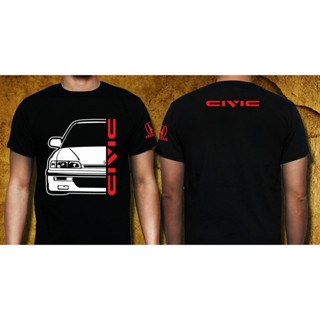 เสื้อยืด ผ้าฝ้าย พิมพ์ลาย Honda Civic EX Gildan Premium สีดํา