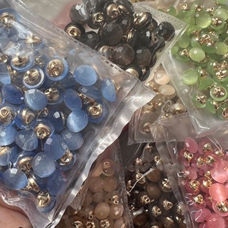 กระดุมโลหะโอปอลธรรมชาติ ขนาด 10 มม. สําหรับตกแต่งเสื้อคาร์ดิ…