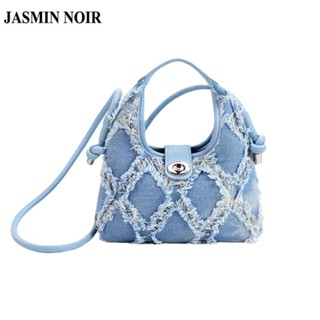 Jasmin NOIR กระเป๋าถือ กระเป๋าสะพายไหล่ ผ้ายีน ลายสก๊อต เรียบง่าย สําหรับสตรี 2023