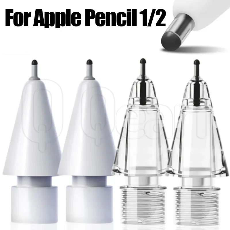 ปลายปากกาสไตลัส ซิลิโคนใส 4B 2B กันการสึกหรอ แบบเปลี่ยน สําหรับ Apple Pencil 1 2