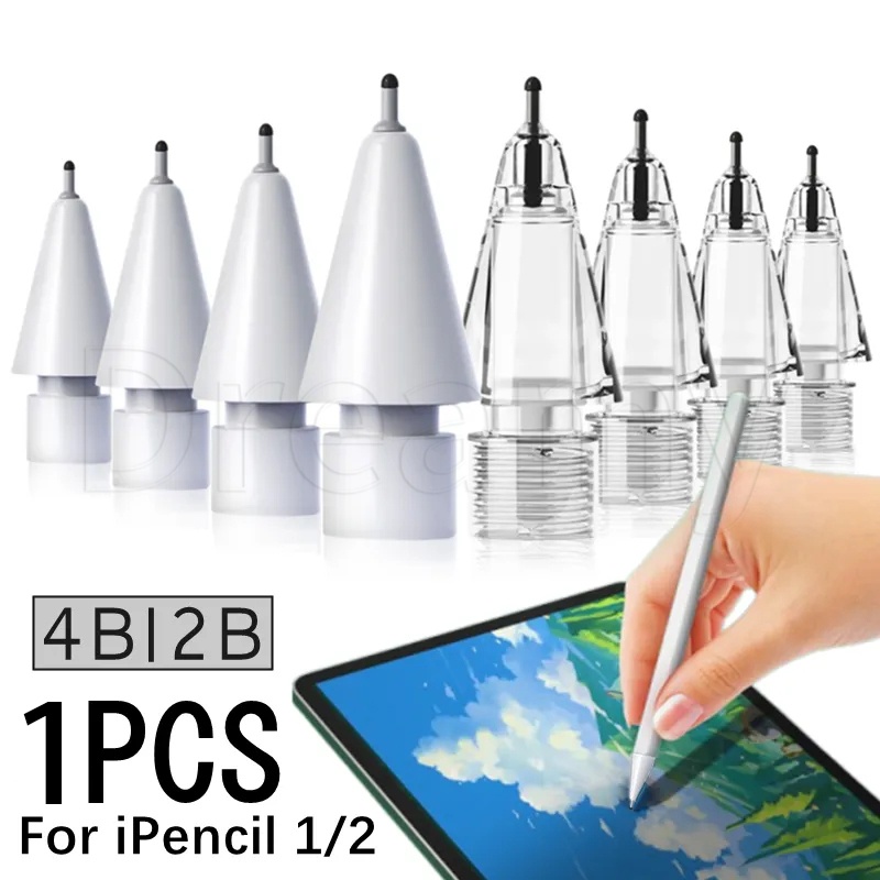 ปลายปากกาสไตลัส ซิลิโคนใส 4B 2B กันการสึกหรอ แบบเปลี่ยน สําหรับ Apple Pencil 1 2