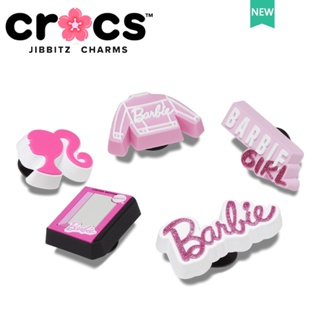 barbie jibbitz crocs แท้ ชุดหัวเข็มขัด รูปตุ๊กตาบาร์บี้น่ารัก สีชมพู สําหรับตกแต่งรองเท้า crocs