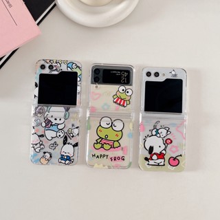 เคสโทรศัพท์มือถือแบบแข็ง กันกระแทก ลายการ์ตูนกบ Pochacco แฟชั่น สําหรับ Samsung Galaxy Z Flip5 3in1 Z Flip 3 Flip 4 Oppo Find N2