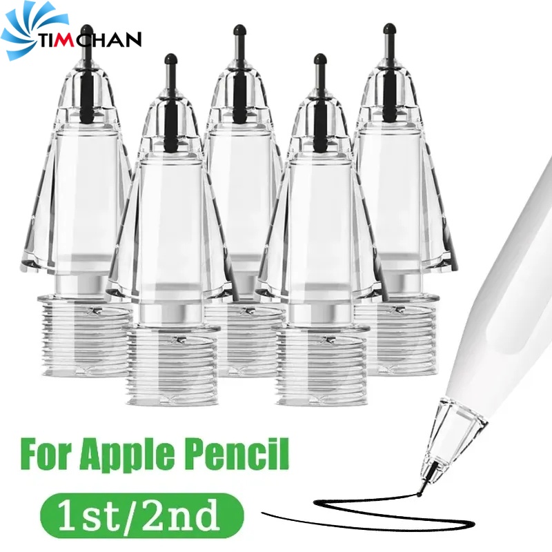 ปลายปากกาสไตลัส ซิลิโคนใส 4B 2B ทนต่อการสึกหรอ แบบเปลี่ยน สําหรับ Apple Pencil 1 2