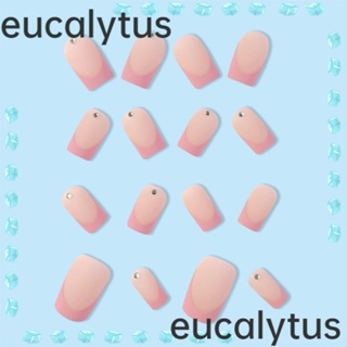 Eucalytus1 เล็บปลอม ประดับเพชรเทียม หัวสี่เหลี่ยม ถอดออกได้ สไตล์ฝรั่งเศส สําหรับตกแต่งเล็บ