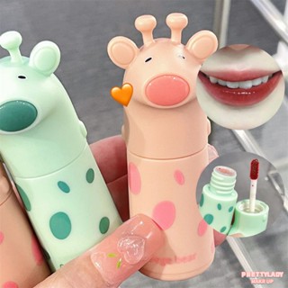 Lovely Giraffe Lip Glaze Fun Dreamy Non-fading Non-stick Cup Mirror ลิปสติก [prettylady]