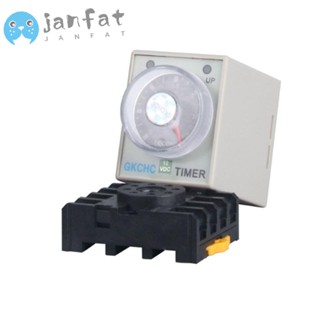 Janfat รีเลย์ตั้งเวลา AH3-3 8 Pins 60S พร้อมซ็อกเก็ต AC110V AC110V พลาสติก สีดํา แบบพกพา